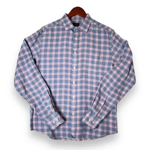 UNTUCKit Herren Medium Button Hemd 100% Leinen Langarm rosa blau kariert kariert - Bild 1 von 7