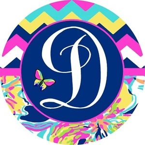 Personalized Custom Initial Colorful Chevron Floral Design Rubber Drink Coasters - Picture 1 of 2