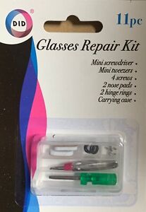 11 PCs Glasses Repair Kit Screwdriver Extra Screws Nose pad Tweezer Hinge Rings 