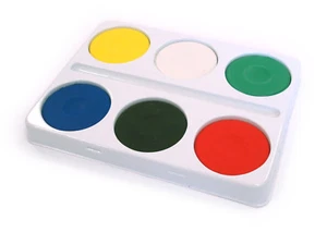 6 Grande Acquerello Blocchi & Plastica Palette Con Porta Pennelli Bambini - Foto 1 di 1