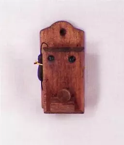 Oak Wall Telephone Dollhouse Miniature Wood Vintage Look Doll House Wooden - Picture 1 of 3