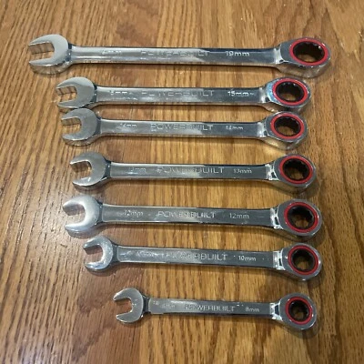 Powerbuilt 7 Piece Metric 100 Tooth Ratcheting Wrench Set - Image 1 of 4