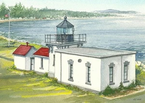 Point No Point Leuchtturm, Kitsap Peninsula, Washington. Gerald Hill Kunstdrucke - Bild 1 von 2