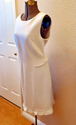 EMILIO PUCCI SLEEVELESS RUFFLED HEM SHEATH DRESS IN IVORY, SZ US 12 / EU 46 NWT - Image 1 of 4