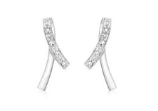 Diamond Ribbon Stud Earrings 9ct White Gold
