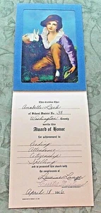 Vintage Color Lithos 2 Certificates Academic Award 1945-46 School District 38 - Picture 1 of 7