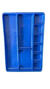 Dark Blue Organizer Plastic Bin Office Drawer 14” X 9” 9 Compartments - Picture 1 of 7