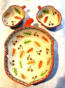 Temptations by Tara Vecchio Mondo Ghiande Fall Leaves 3pz Casseruola da Forno 2 qt - Foto 1 di 20