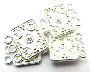 2 SET 46X20MM MULTI STRAND BALI CLASP 3 STRAND STERLING SILVER PLATED 492 RR - Picture 1 of 1