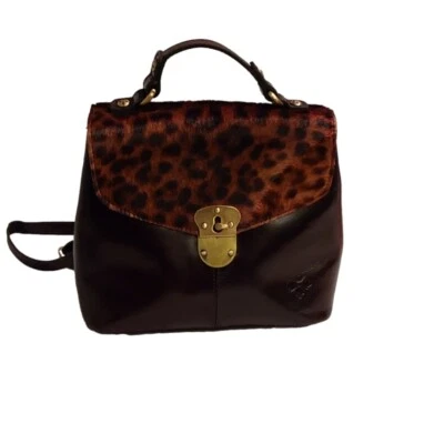Patricia Nash convertible Leopard Haircalf brown leather Backpack / Shoulder Bag - Image 1 of 4