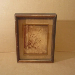 Vtg Lucid Lines Inc Wildlife Owl Glass Shadow Box 3D Print Framed Dennis Curry - Picture 1 of 6