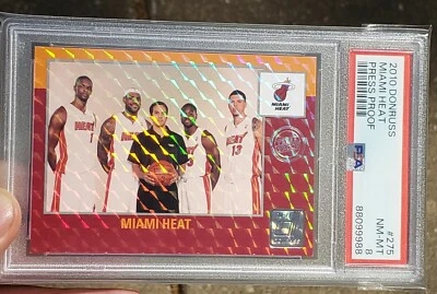 2010-11 Donruss #275 Miami Heat Press Proof /100 Lebron, Wade, Bosh SP PSA 8  - Image 1 of 3