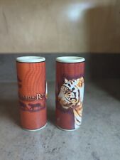 Vintage Las Vegas Mirage Shotglasses/ Siegfried & Roy, Tigers/ Embossed Ceramic