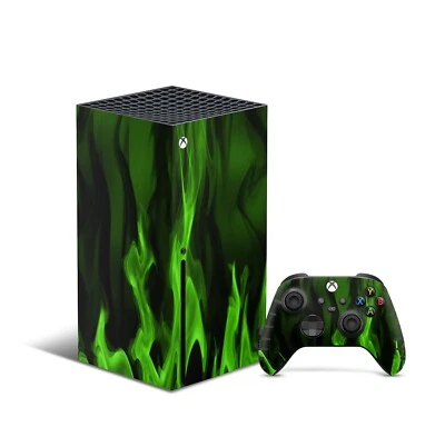 Xbox Series X Skin Aufkleber Design Schutz Folie Skins Vinyl Cover Flammen grün - Bild 1 von 4