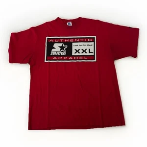 Vintage RED Starter Authentic Apparel XL Spell Out T-Shirt Made in USA - Picture 1 of 7
