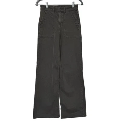 {American Eagle} "Super High Rise Baggy Wide Leg" Gray Relaxed Cargo Pants 00 - Image 1 of 4