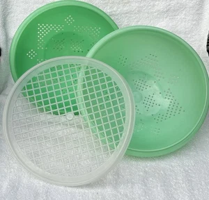 2 Coladores Coladores Tupperware 339 Cuencos Verdes Estrella con Tapa 516 De Colección Usados en Excelente Condición - Imagen 1 de 4
