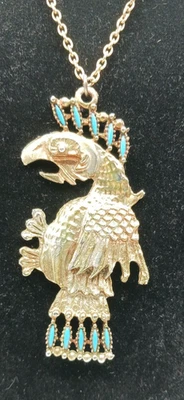 Colgante Southwest Thunderbird Turquesa Tono Plateado en Cadena 24" Retro Vintage Foto 1 de 4