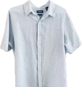 Mens Chaps shirt size 2x linen blend button short sleeve work cruise top nice - Picture 1 of 12