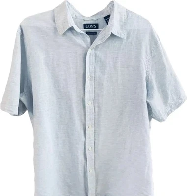 Mens Chaps shirt size 2x linen blend button short sleeve work cruise top nice - Image 1 of 4