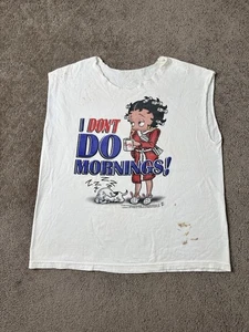 Vintage Mens Tank Top 2002 Betty Boop I Don't Do Mornings!, Streetwear, Size L - Picture 1 of 12