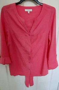 CORAL BAY Women's Size M Coral Colored Button Down/Front Tie Shirt - Picture 1 of 6