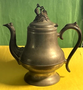 Antique Morey & Smith Pewter  (1841-1845) 9" Teapot Warranted Boston #7 Rare!! - Picture 1 of 6