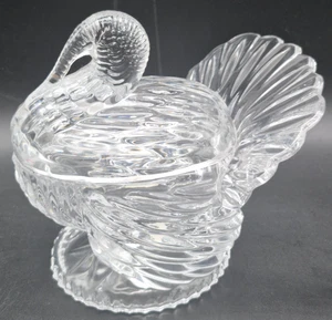 Shannon Crystal Clear Glass Turkey Covered Candy Box, Made in Czech - Picture 1 of 8