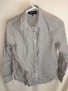 MUJER BLUSA CAMISA TOP MUJER NEGRO BLANCO RAYAS 100% ALGODÓN JONES NUEVA YORK TALLA S 38" - Imagen 1 de 4