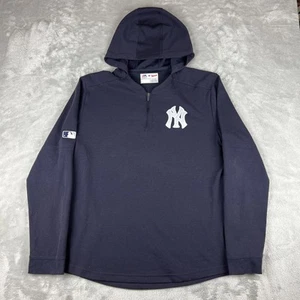 VTG Majestic New York Yankees MLB Men's Navy Blue Hoodie Sweatshirt Size XL EUC - Picture 1 of 13