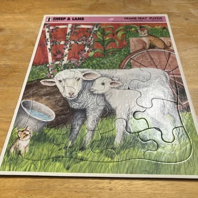 Rompecabezas bandeja marco Sheep & Lamb 20 piezas 1992 The Rainbow Works Foto 1 de 4