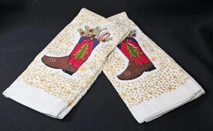 2 toallas de cocina para botas de vaquero occidentales de Navidad - Imagen 1 de 2