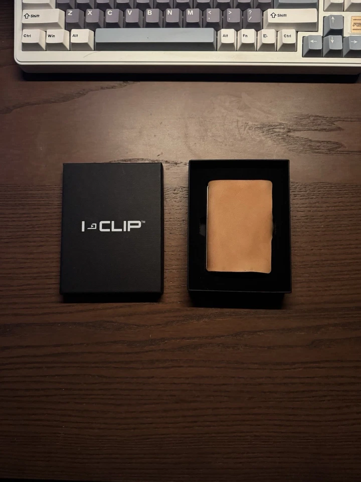 I-Clip - Mit Geldklammer - Leder - Beige - Camel - Mit Ovp - Bild 1 von 3