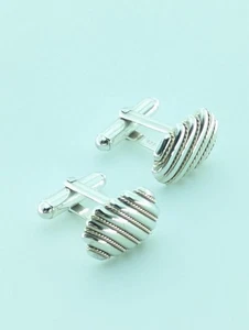 Tiffany & Co Stripe Twist Chain Two Tone Cufflinks 18K Gold and Sterling Silver - Picture 1 of 15