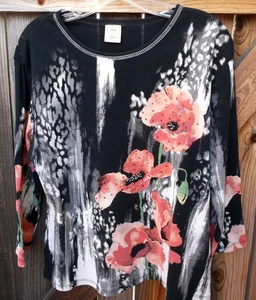 💥💎💛 JESS & JANE USA💚💎💥 Top Floral Embellecido Manga 3/4 Elástico L - Imagen 1 de 3