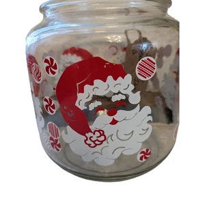 American Glass Company Jar Santa Claus Peppermint Print 1960s No Lid 10" Tall - Picture 1 of 4