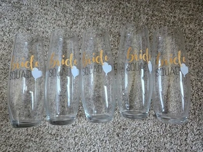 Juego de 5 copas de flauta de champán sin tallo Bride Squad despedida de soltera ducha nupcial Foto 1 de 2