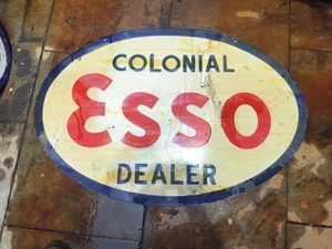 Insegna smaltata coloniale porcellana Esso misura 36" x 24" pollici doppia faccia - Foto 1 di 2