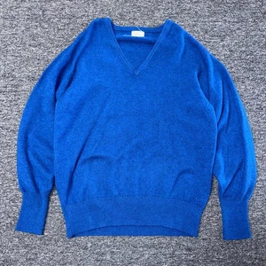 Vintage 70s B Altman 100% Cashmere Scotland Made Knit Sweater - Mens Gr. 42 Blue - Bild 1 von 6