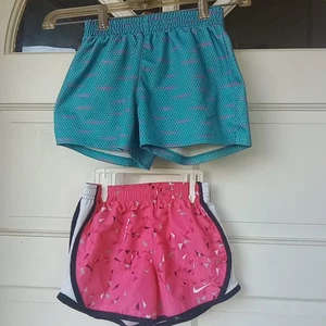 Nike Dri Fit Shorts Girls Medium 6 Pink/Black Lot Of 2 Built In Underwear Blue - Picture 1 of 8