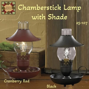 Chamberstick Electric Lantern with Shade, including Glass Chimney - Picture 1 of 7