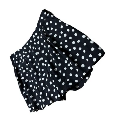 Pantalones Cortos Rebecca Taylor Seda Lunares Talla 4 Negro Blanco Plisado Bolsillos Fluidos Foto 1 de 4