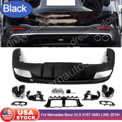 GLS53 Style Rear Diffuser W/ Exhaust Tips for Mercedes GLS X167 Bumper SUV 2019+ Foto 1 de 4