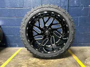 22x12 Fuel D581 Triton Black Rims Wheels 33" MT Tires 8x6.5 Dodge Ram 2500 3500 - Picture 1 of 3