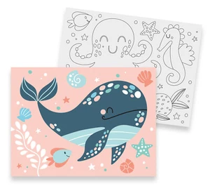 Painting by The Number Child Whale 18 X 24 CM 2 Pieces - Picture 1 of 1