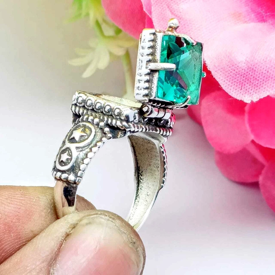 Tourmaline Gemstone Handmade New Poison Ring, 925 Sterling Silver Poison Ring. - Image 1 of 4