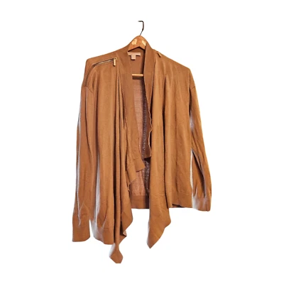 Michael Kors CÁRDIGAN ABIERTO (Mediano) TOSTADO Manga Larga DORADO CREMALLERA Hombro Frío Foto 1 de 4