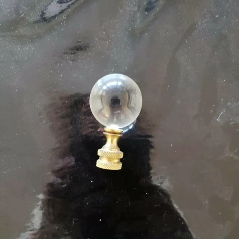 Vintage Clear Glass 1" Brass Lamp Finial Cover