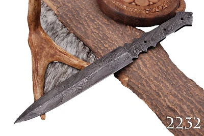 AJ SANITY Handmade Damascus steel Fix Blade Hunting Dagger Double Edge Knife Blank Blade