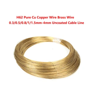 H62 Pure Cu Copper Wire Brass Wire 0.3/0.5/0.8/1/1.5mm-4mm Uncoated Cable Line - Picture 1 of 10
